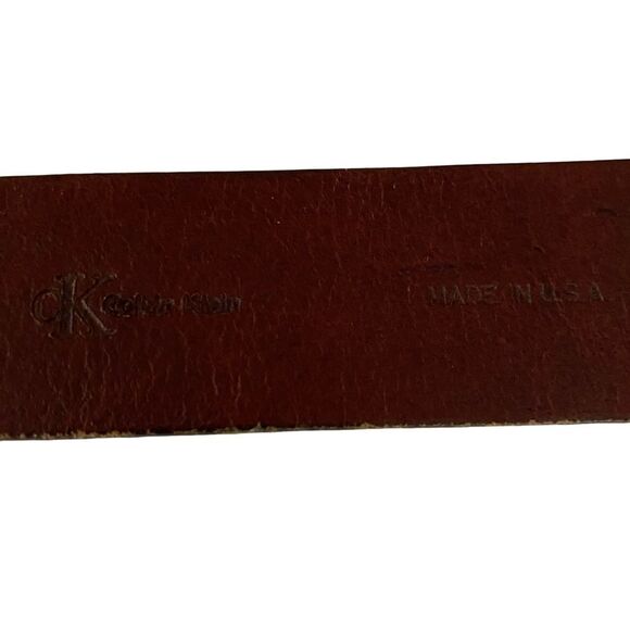 Vintage Y2K CK Logo Buckle Leather Belt - Picture 6 of 8